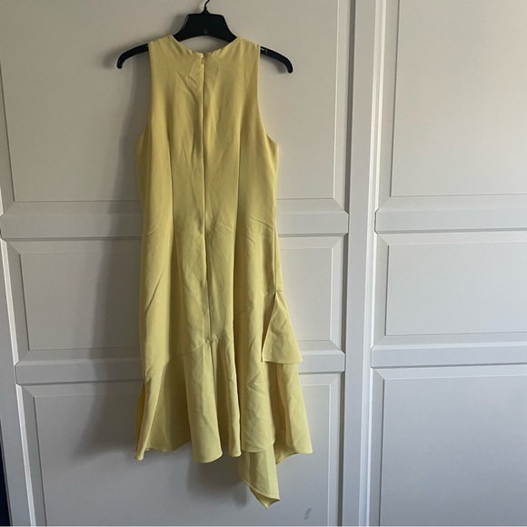 THEIA lemon ruffle yellow asymmetric midi dress 22768 - Picture 9 of 16